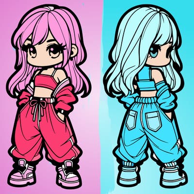 girl in crop top and baggy pants