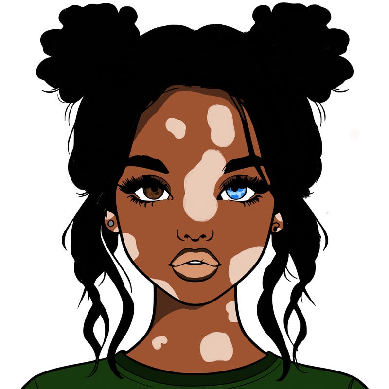 realistic girl with two buns in hair and lips