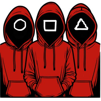 3 faceless people in  hoodies