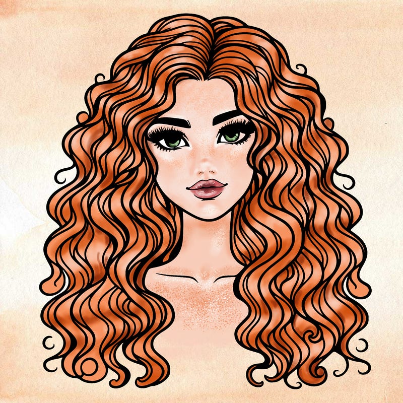 realistic beautiful woman with long curly hair