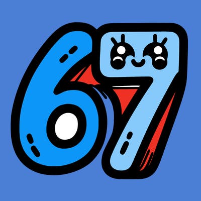 the numbers 67