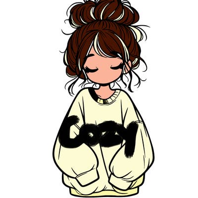 girl with baggy sweatshirt and messy bun