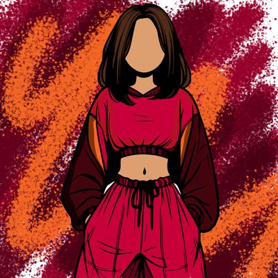 realistic girl faceless with baggy pants and a crop top