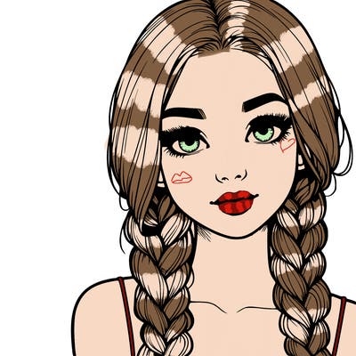 realistic girl with braids