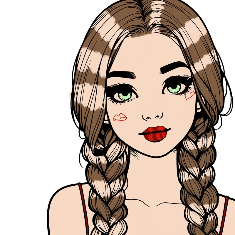 realistic girl with braids