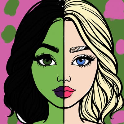 realistic girl split half