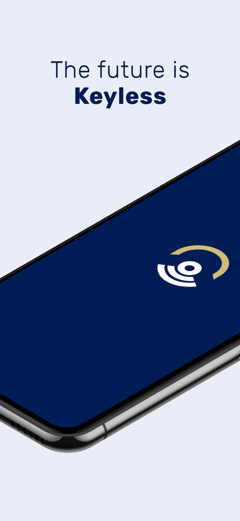 Keyless App - Smartphone displaying the Keyless app logo and the text The future is Keyless