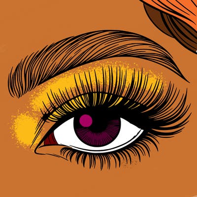 woman close up eye with long eyelashes