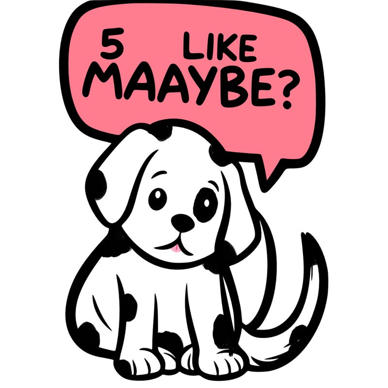a puppy that says 5 like maybe