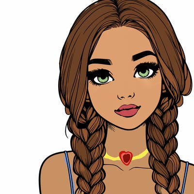 realistic girl with braids