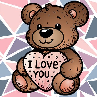 teddy bear holding an i love you heart