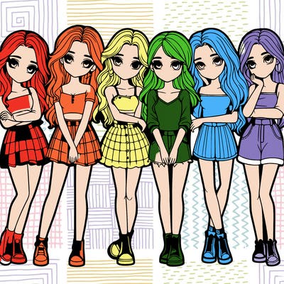 a group of girls realistic