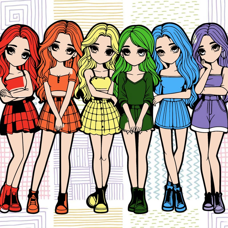 a group of girls realistic