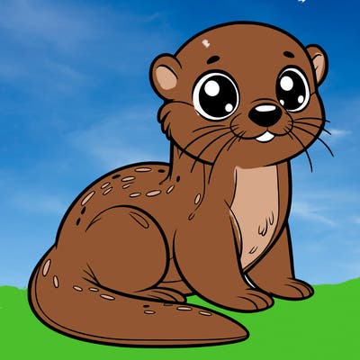 otter, big eyes, full body