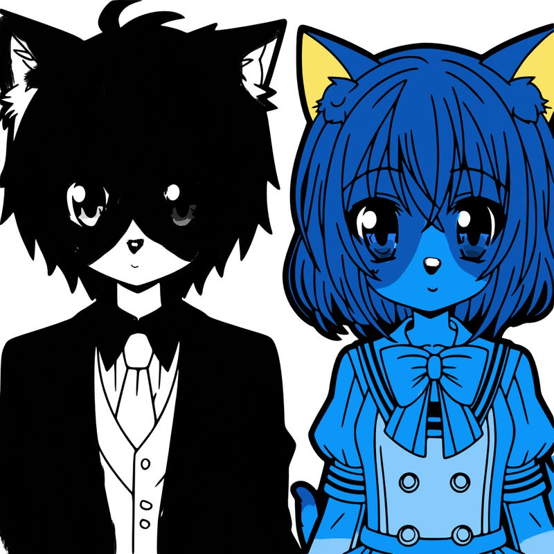 anime cat boy and girl