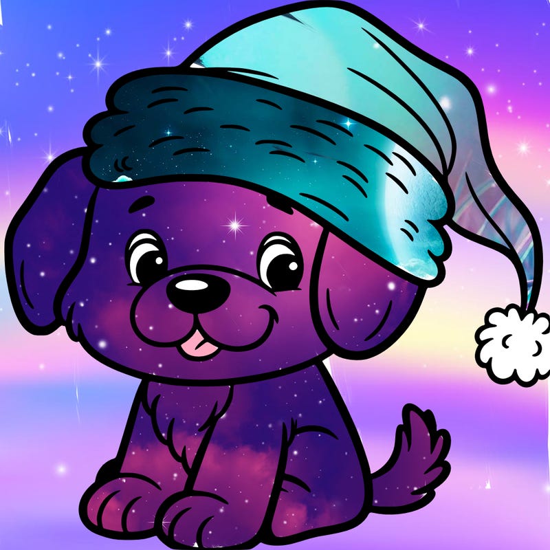 a dog with a santa hat