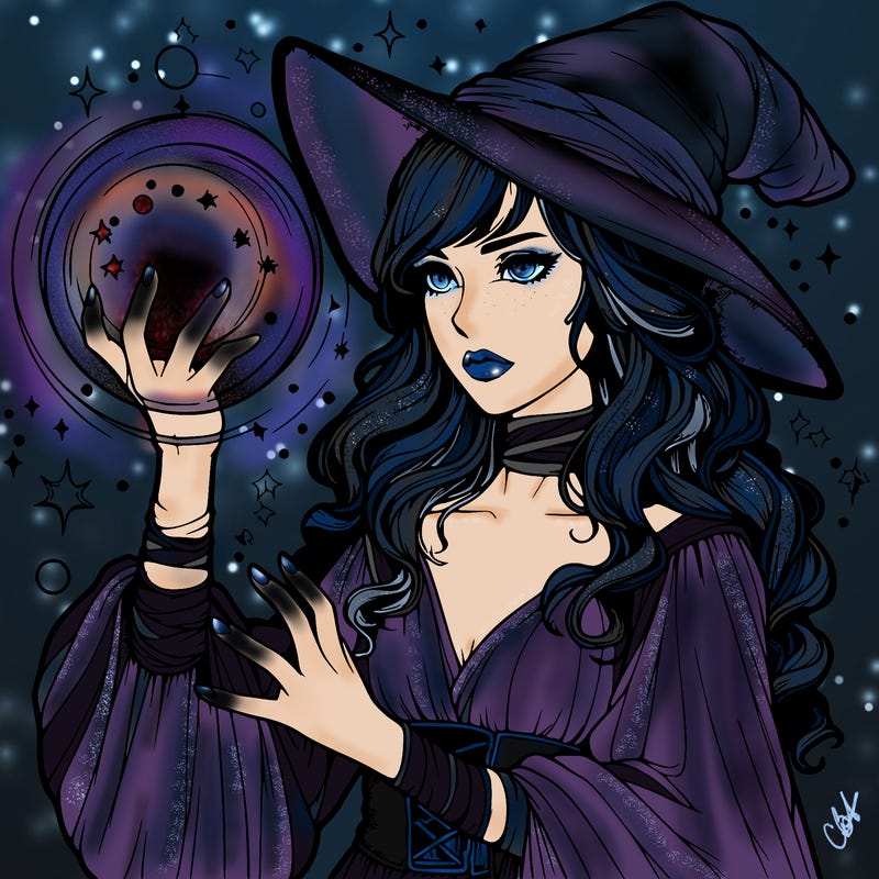 realistic women sorcerer using magic