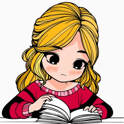 realistic girl reading