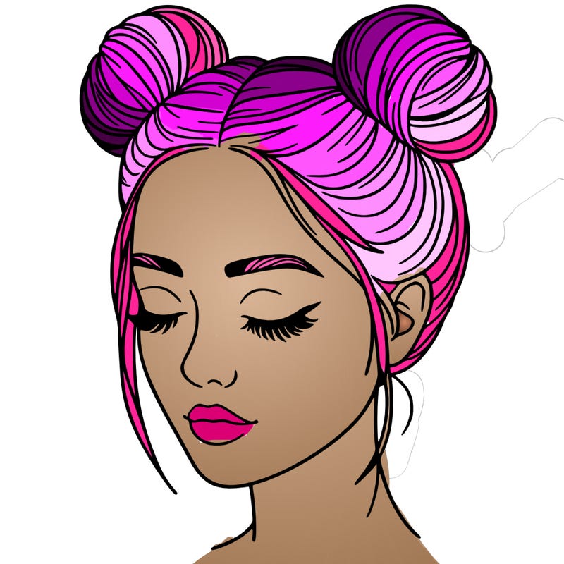 woman with hair buns