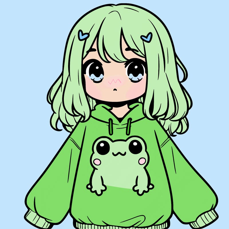 girl wearing frogging sweatshirt
