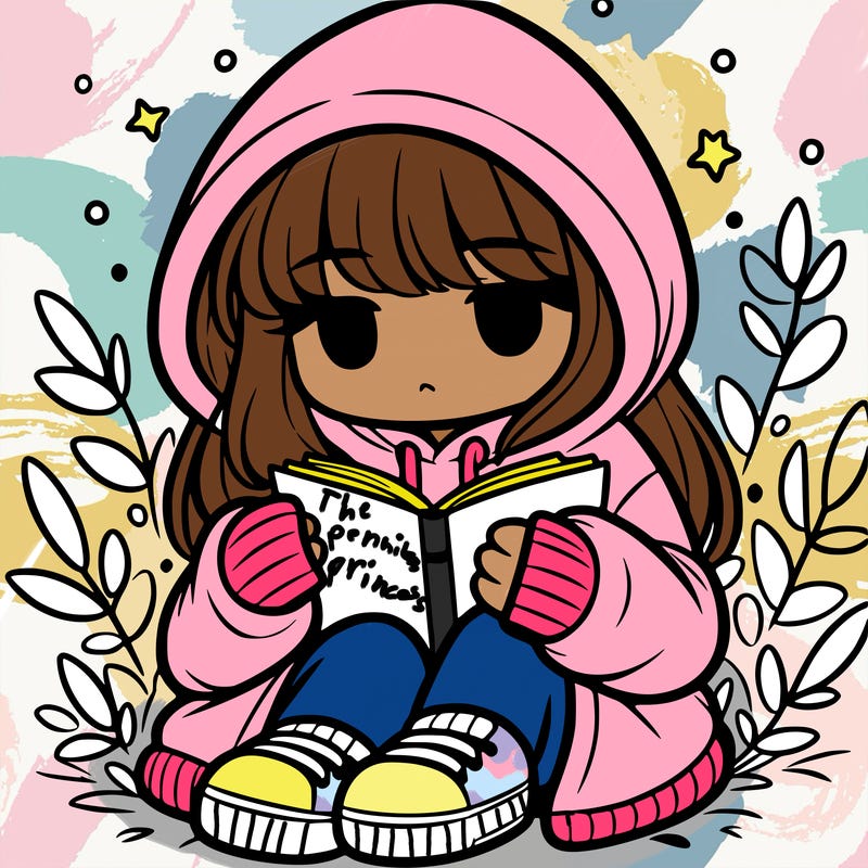 girl in oversized hoodie reading a book