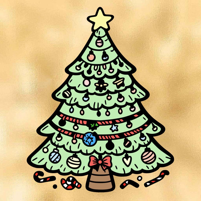 christmas tree with lots of details