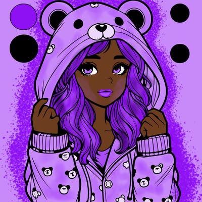 realistic girl in a animal pjs hoodie