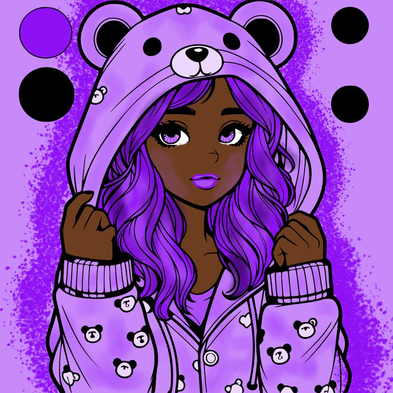 realistic girl in a animal pjs hoodie