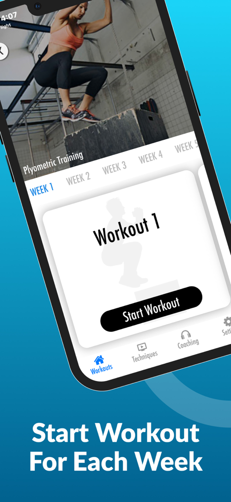 Plyometric Training Workouts - Application d'entraînement pliométrique affichant un programme d'exercices hebdomadaire