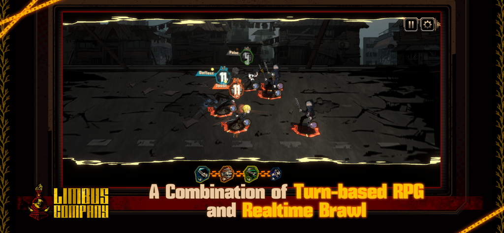 Une scène de combat de Limbus Company montrant une combinaison de gameplay RPG au tour par tour et de combat en temps réel.