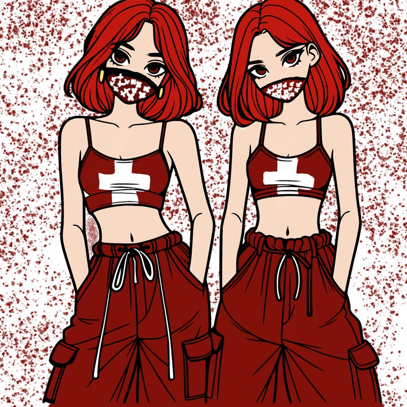 two girls with crop top with baggy pants