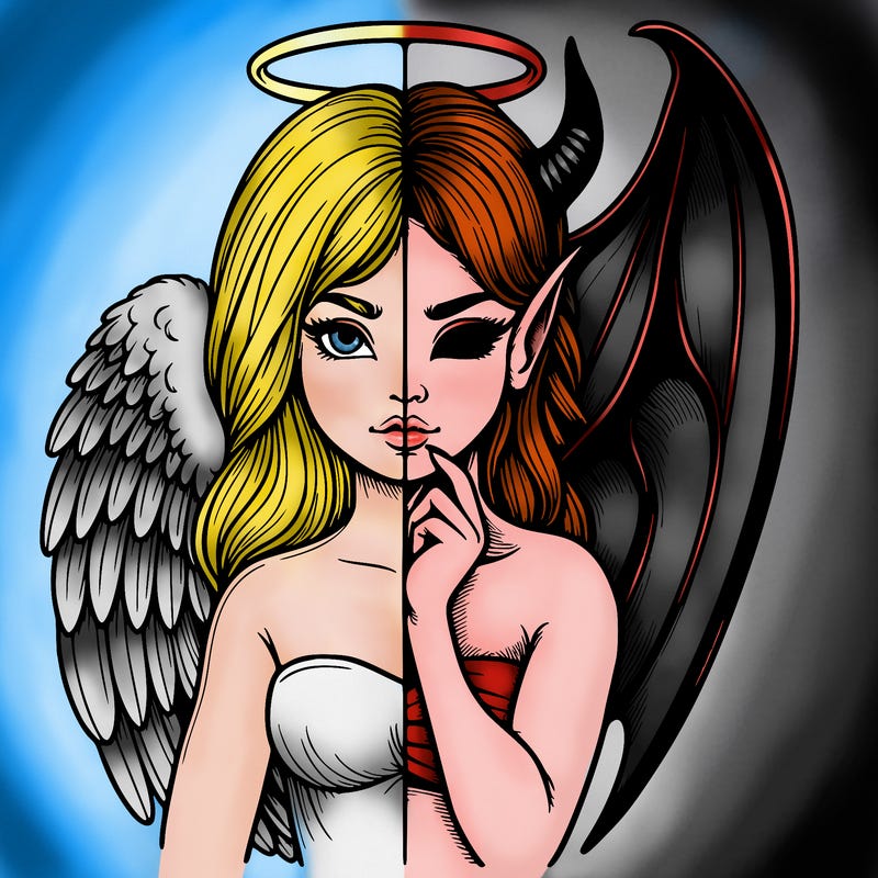 realistic angel half demon