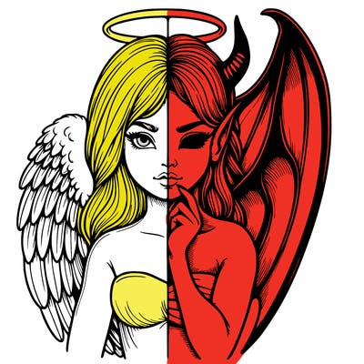 realistic angel half demon