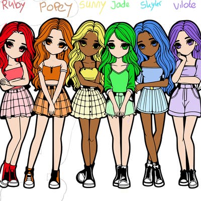 a group of girls realistic