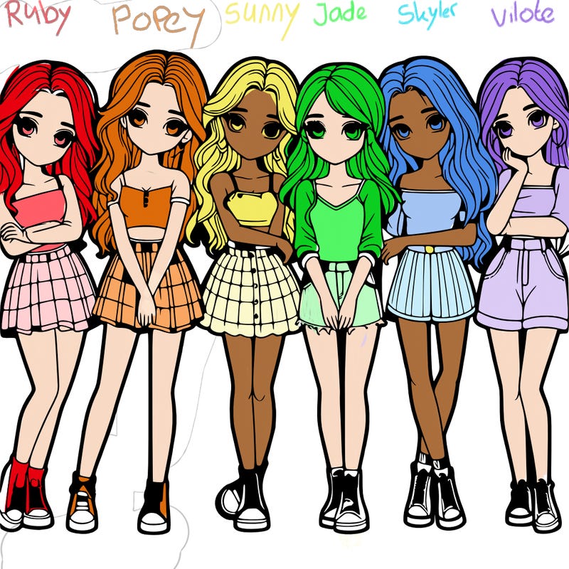 a group of girls realistic