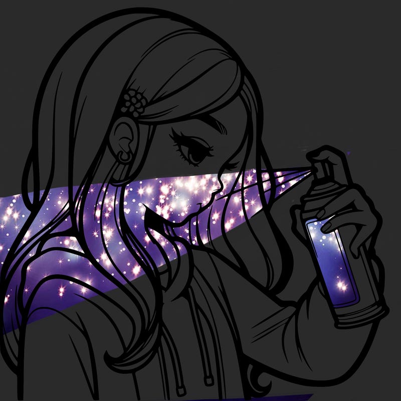 a realistic girl spray painting