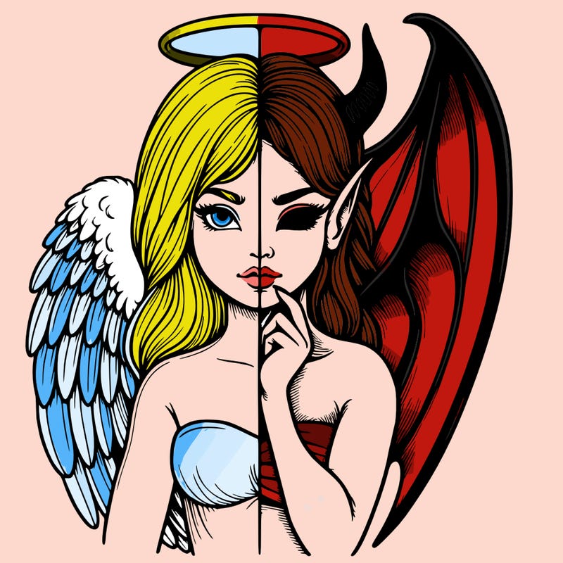 realistic angel half demon