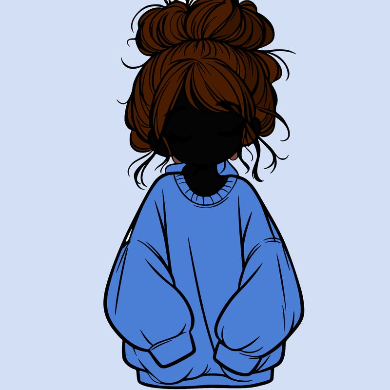 girl with baggy sweatshirt and messy bun