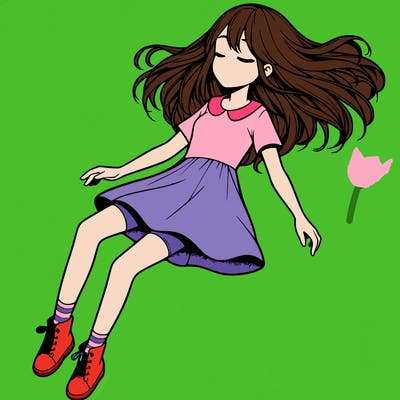 realistic girl floating