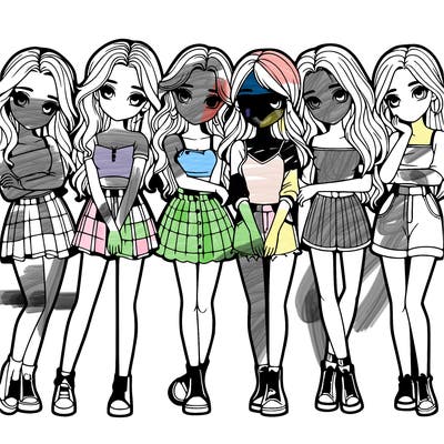 a group of girls realistic