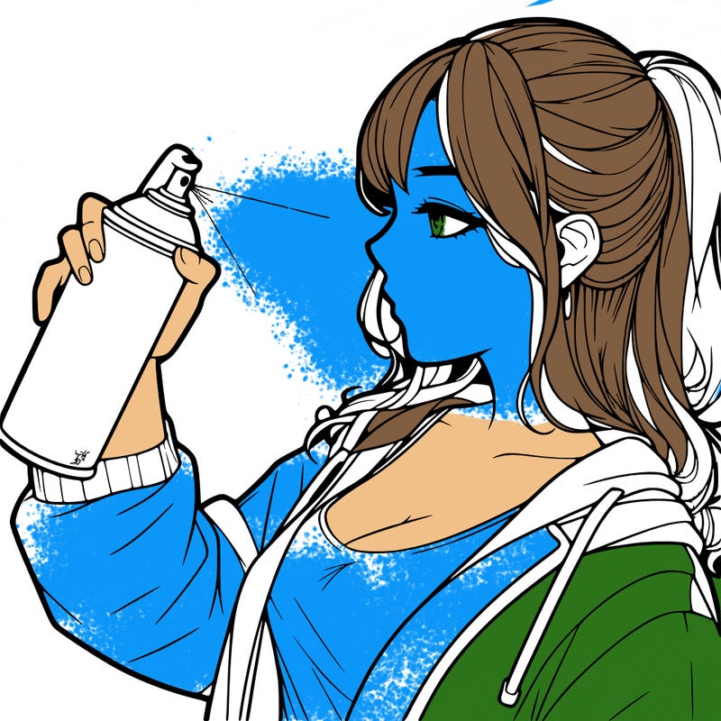 a realistic girl spray, painting