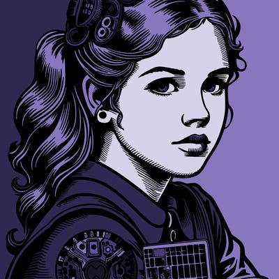 portrait of tech girl in popart style