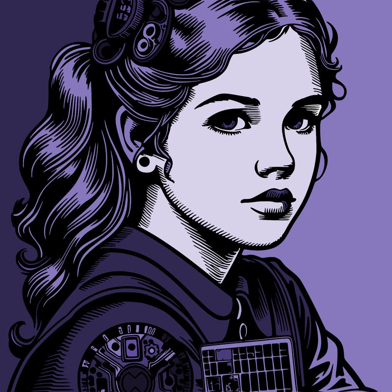 portrait of tech girl in popart style
