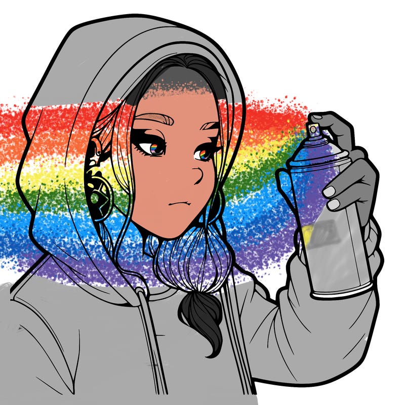 a realistic girl, spray painting