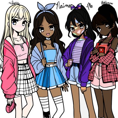 teen manga girls group of 4