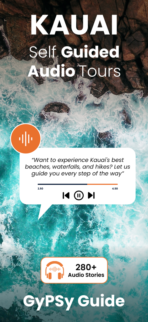 Kauai GyPSy Guide Driving Tour - Kauai GyPSy Guide app screenshot showing self guided audio tours for sightseeing