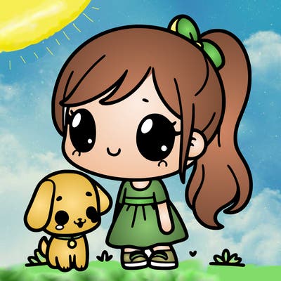 cute girl with a dog