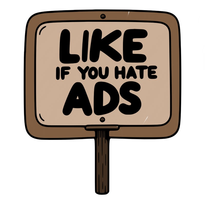 a sign that says like if you hate ads