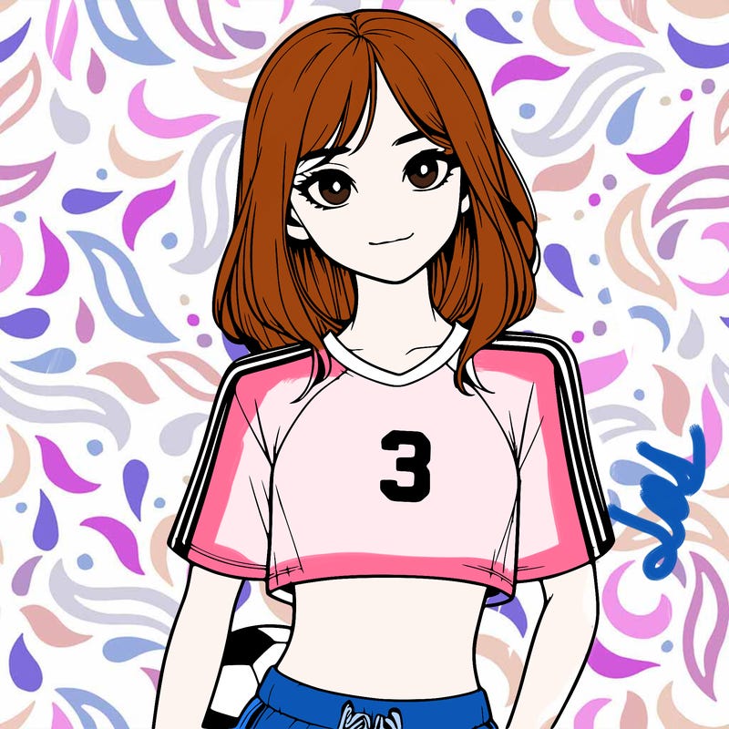 realistic girl wearing soccer jersey