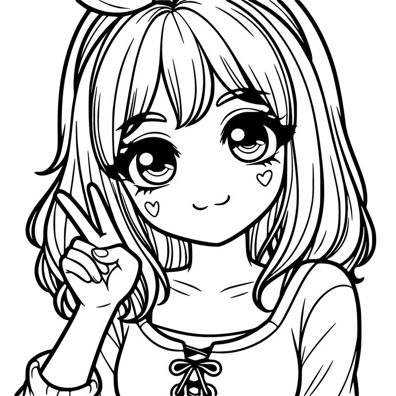 cute realistic girl doing ✌️